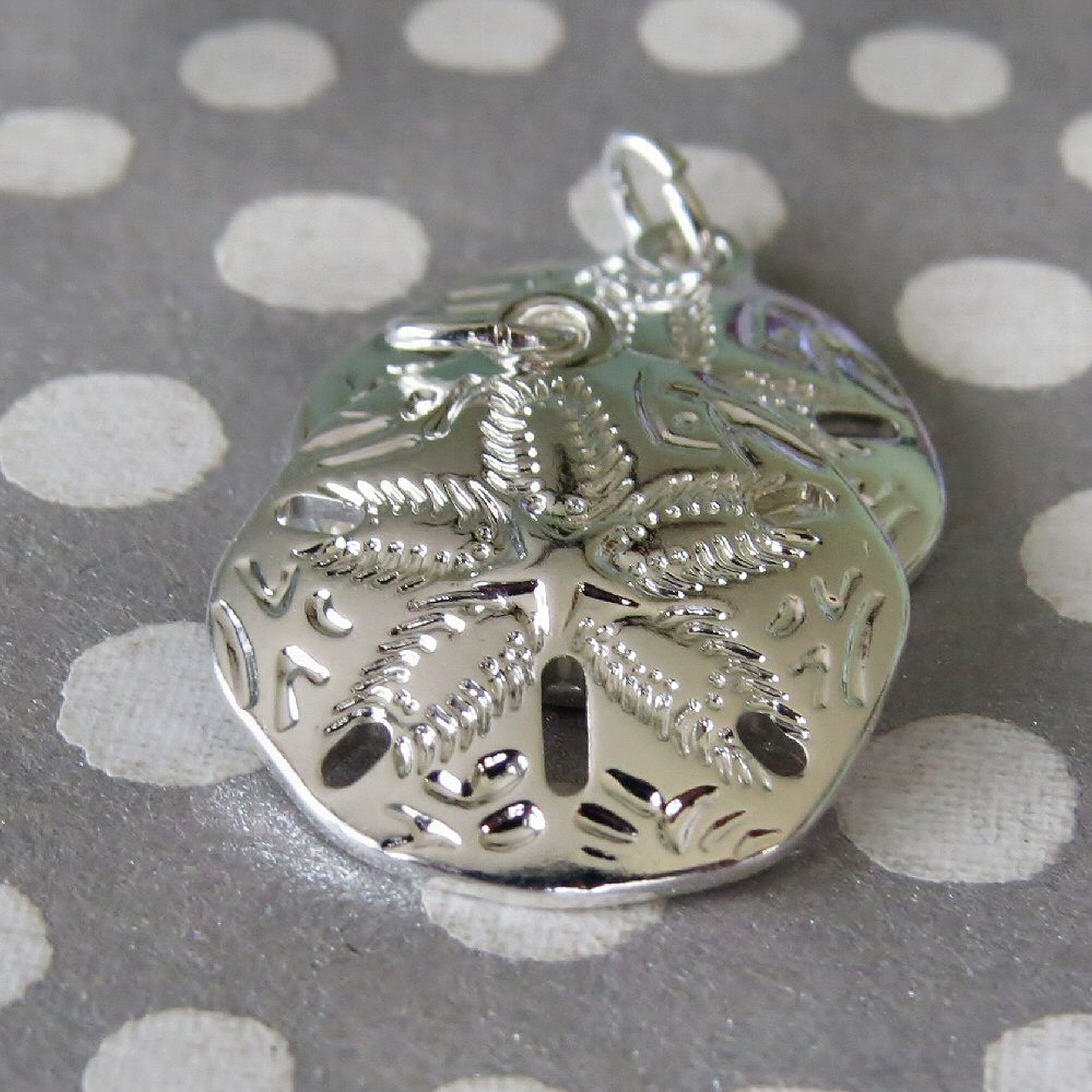 Sand Dollar Charm 16mm Diameter Antiqued Sterling Silver Sand Dollar Charm 16mm Diameter Antiqued Sterling Silver