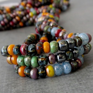 Indian Corn Striped Picasso Czech Glass Seed Bead 5/0 Luster Mix : 10 Inch Strand image 6