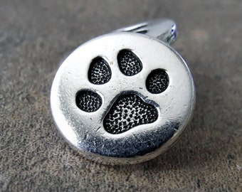 Small Paw TierraCast Pewter 12mm Antique Silver Button : 2 pc Dog Paw Button