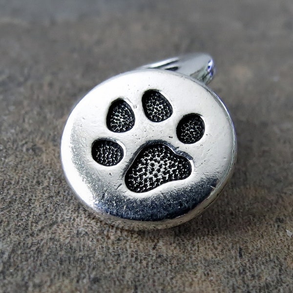 Small Paw TierraCast Pewter 12mm Antique Silver Button : 2 pc Dog Paw Button