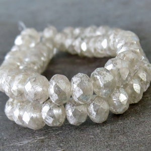 Transparent White Silver Wash 5x3mm Czech Glass Bead Faceted Rondelle :  Full Strand Czech Mercury White Beads