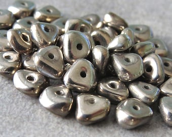 Czech Glass Silver 5x2mm Nugget Bead : 30 pc Silver Spacer Beads