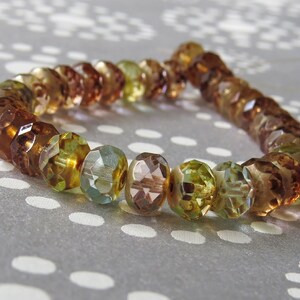 Pastel Mix Transparent Czech Glass Picasso Bead Faceted 12x8mm Rondelle : Full Strand 32 pc. picasso Mix Rondelle image 4