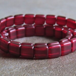 Pearl Lights Claret CzechMates Czech Glass Bead 6mm Two Hole Tile : 25 pc Claret Tile Bead image 2
