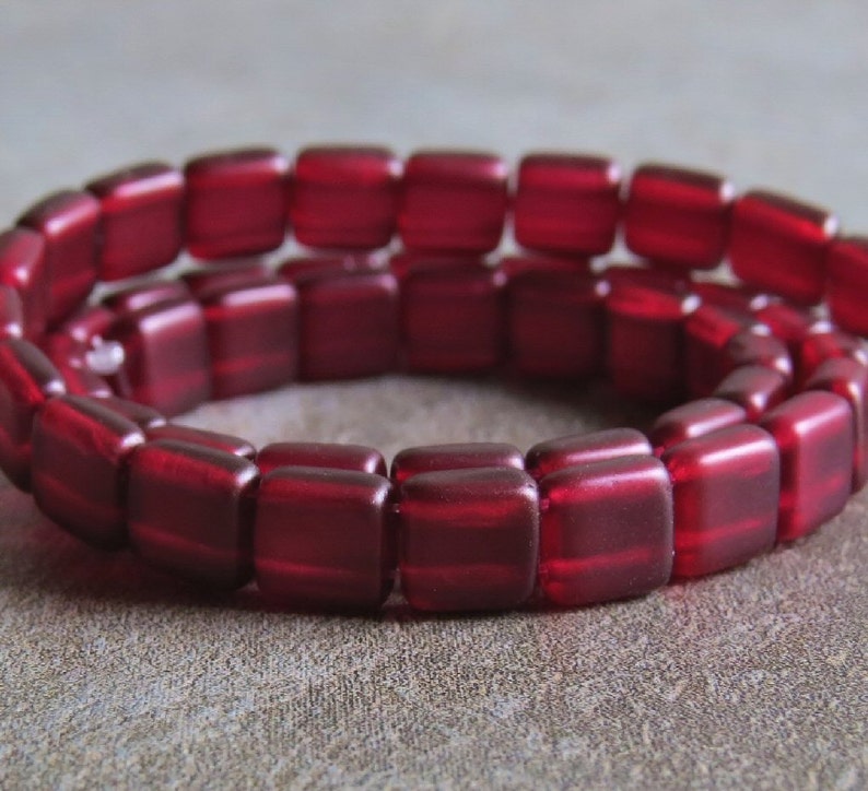 Pearl Lights Claret CzechMates Czech Glass Bead 6mm Two Hole Tile : 25 pc Claret Tile Bead image 2