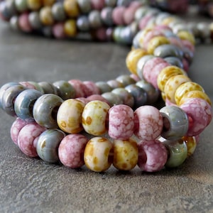 2/0 Pink Medley Picasso Czech Glass Seed Bead Mix : 6 inch Strand 6mm Pink Bead Mix