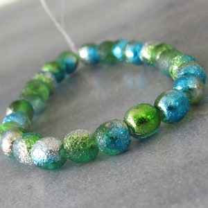 6mm Laguna Celestial Etched Druk Czech Glass Round Bead :  25 Czech 6mm Etched Blue Beads