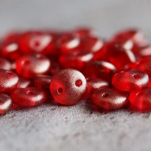Czechmates Lentil Halo Cardinal Czech Glass 6mm Two Hole Bead : 50 pc