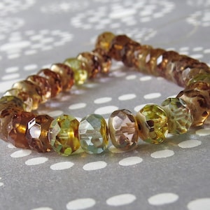 Pastel Mix Transparent Czech Glass Picasso Bead Faceted 12x8mm Rondelle : Full Strand 32 pc. picasso Mix Rondelle image 2