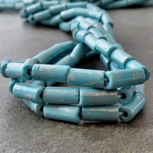 NIEUW turkooisblauw metallic zilver Tsjechische glaskralen 9 x 4 mm bugelmix: volledige 20 inch streng Wampum-kralen