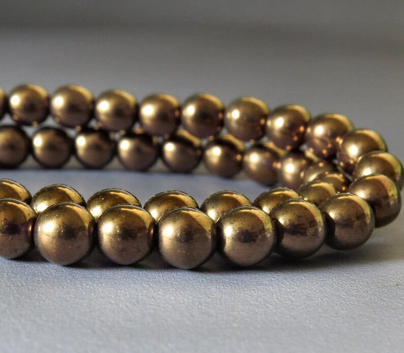 50 pc 6mm Druk Tanzanite Patina 6mm Czech Glass Druk Bead