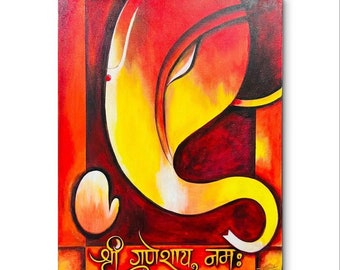 Ganesh handpainted framed canvas art