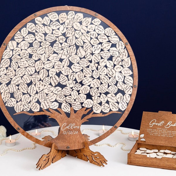 Wedding Guest Book Alternative, Family Tree Guest Book Wedding - Wood, Personalized Wedding Decor