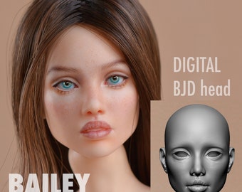 3D BJD doll Head Faceplate Female Character Women Teenager 3D print model -stl-obj - BAILEY