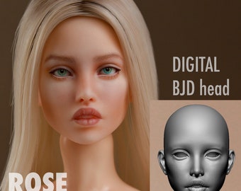 3D-BJD-Puppe Kopf Gesicht Frontplatte weibliche Figur Frauen Teenager 3D-Druckmodell -stl-obj - ROSE