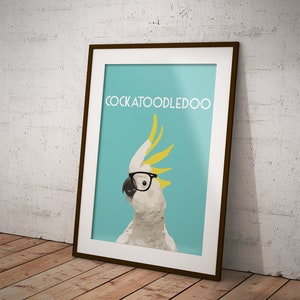 Cockatoo Print, Bird Print, Tropical Print, Parrot Print, Tropical Wall Art, Australian Bird, retro print, printable wall art, Aussie art