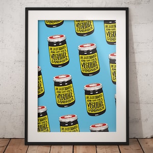 Retro Vegemite Vintage Glas Poster, australische Kunst Druck, digitaler Download, Australien Wand Kunst Dekor, Aussie Küche Dekor, Food-Liebhaber-Geschenk
