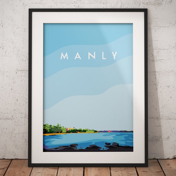 Manly Beach print, Manly, Shelly Beach, Sydney, Northern Beaches, Aussie Wall Art, Australian Print, Retro print, printable art, Popular Art