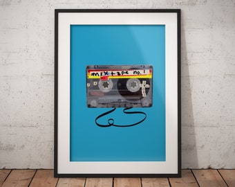 Impression d'art mixtape rétro : affiche de musique des années 80-90 (téléchargement numérique)