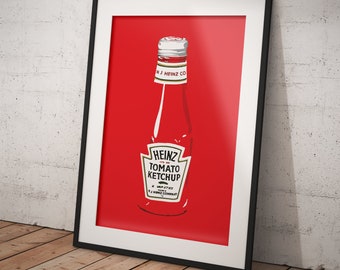 Heinz Ketchup A1 Poster: Red Retro Kitchen Print (Digital Download)