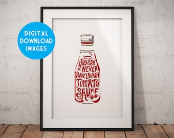 Tomato Ketchup Retro Print: Kitchen Wall Art (Digital Download)