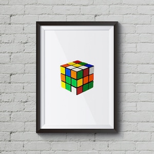 Retro Rubik&#39;s Cube Art Print - Digital Download for Kids Room or Gaming Room, Best selling prints, Printable Art, Colorful Playroom Decor