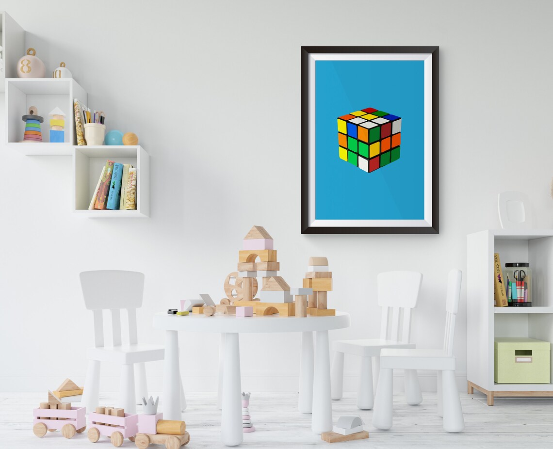 Rubic's Cube Print Rubik's Cube Wall Art Best Etsy