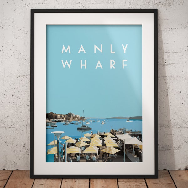 Manly Wharf Hotel, Manly, Bar, Sydney, Australia, Northern Beaches, Aussie Wall Art, Australian, Retro print, printable art, Popular Art
