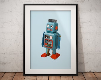 Vintage Roboter Spielzeug aus Blech: 3D Druck Kinderzimmer Dekor