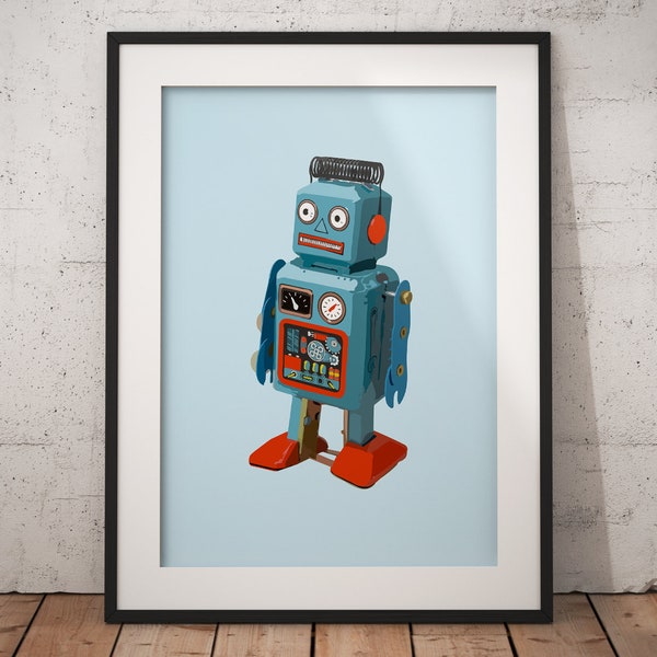 Vintage Roboter Spielzeug Druck, Spielzeug Roboter Wandkunst, meistverkaufte Drucke, druckbare Kunst, digitaler Download, japanisches Spielzeug, Poster, Kinderzimmer Kunst