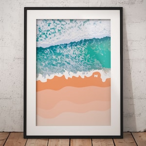 Aerial Beach Print, Beach Wall Art, Australia Living Room Decor, Coastal Decor, Beach Vibes, Surf Poster, Sydney, Popular Art