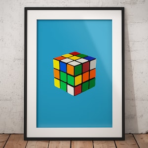 Retro Rubik&#39;s Cube Art Print - Digital Download for Kids Room or Gaming Room, Best selling prints, Printable Art, Colorful Playroom Decor