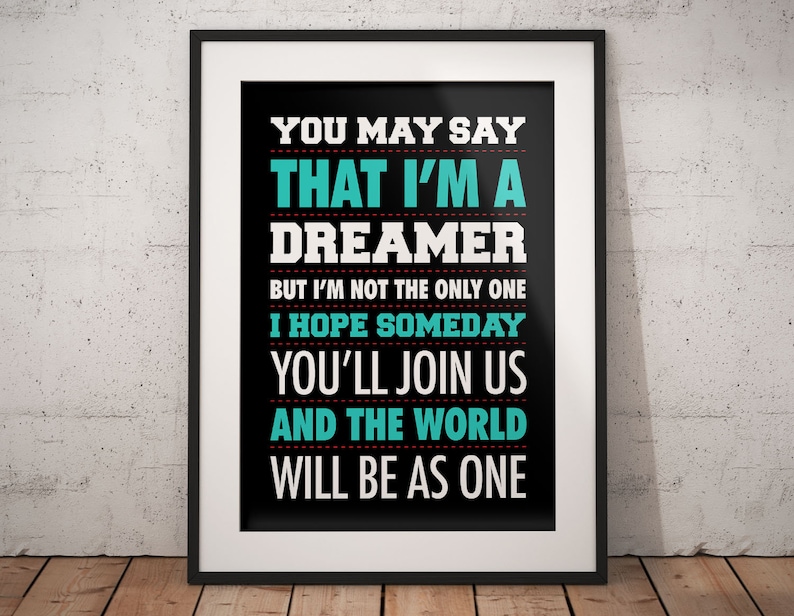 Imagine John Lennon lyrics digital printable instant ...