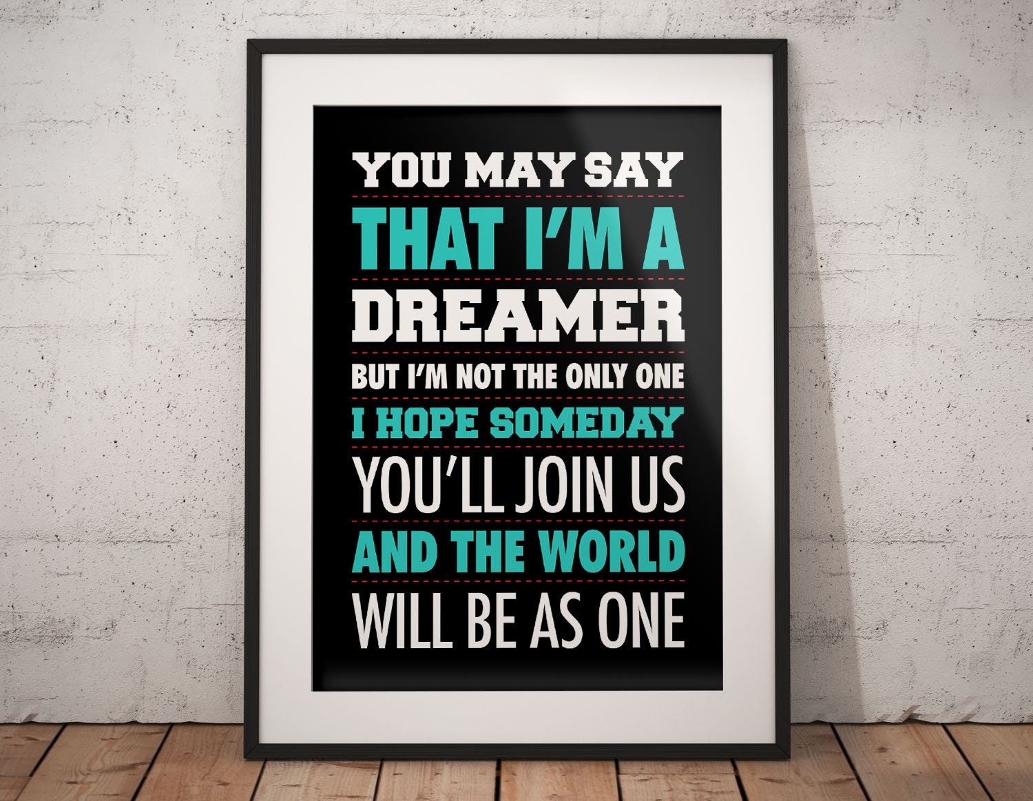 Imagine John Lennon Lyrics Digital Printable, Instant Download File, Inspirational Lyrics Print ...