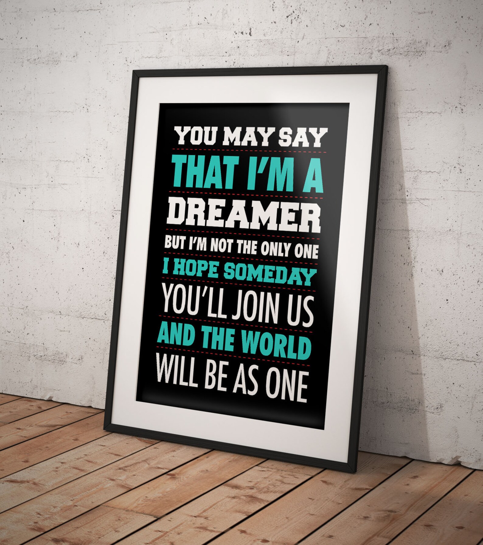 Imagine John Lennon Lyrics Digital Printable, Instant Download File, Inspirational Lyrics Print ...