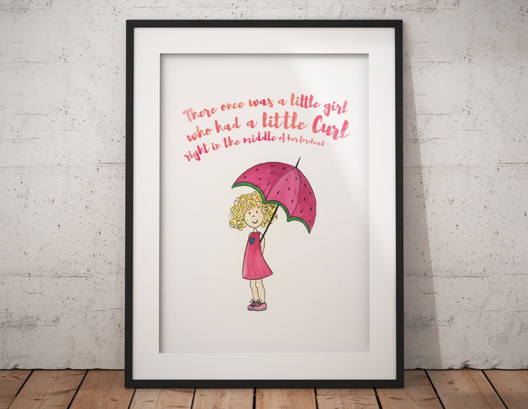Little Girl With a Curl Watercolor Print Nursery Rhyme Art Etsy Australia