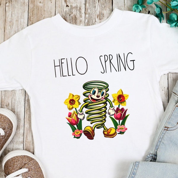 Hello Spring Toddler Shirt, Cute Kids Shirt, Little Kid Tees, Spring Time Shirt, Hello Spring Shirt, Cute Kids Shirts, Spring Tees