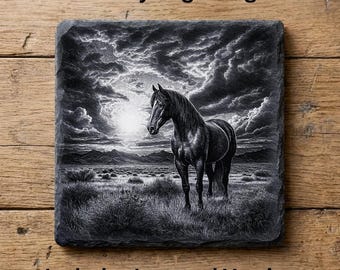 Wild Horse Slate Coaster Design | Laser Engraving PNG | Digital Download