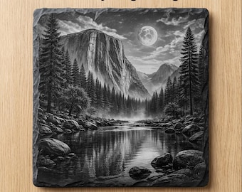 Yosemite Slate Engraving PNG El Capitan Laser File National Park Coaster Download digitale