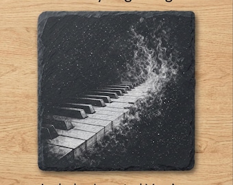 Tasti del pianoforte PNG / File di incisione laser per sottobicchieri in ardesia / Regalo per pianista Design musicale artistico