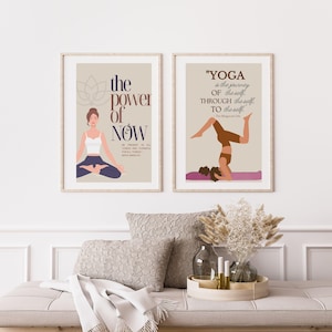 Yoga Pose Prints (Set of 2): Minimalist Zen Meditation Room Art (Digital Download)