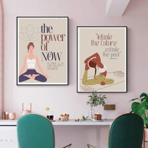 Stampa artistica da parete Yoga: decorazione zen minimalista per sala di meditazione, poster spirituale per la casa, opera d'arte con pose yoga boho