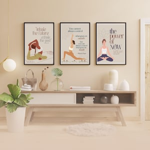 Yoga Pose Prints: Boho Meditation Room Zen Decor (Set of 3 Digital Download)