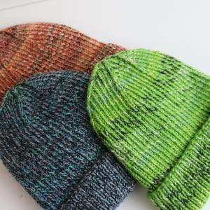 Hand knitted Green Wool Beanie: Warm & Soft, Made in UK
