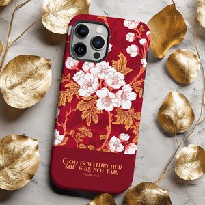 Vintage Floral Christian Phone Case with Bible Verse Scripture Religious Gift iPhone 16 15 14 13 12 11 Pro Max Galaxy S25 S23 S24 Pixel 9