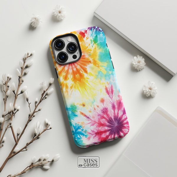 Tie Dye Tough Phone Case Trendy Retro Pastel Design iPhone 15 14 13 12 11 Pro Max 8 Plus X, Samsung S24 S23 S21 S20 Plus Ultra, Google Pixel