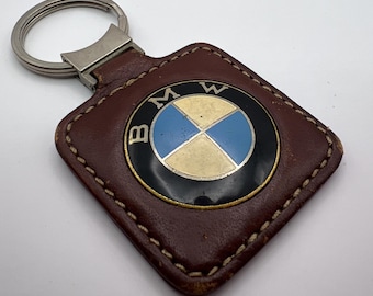 BMW Keychain Brown Leather Dealership Keyring