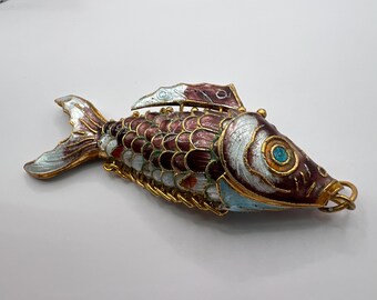 Vintage Sterling Silver Enamel Koi Fish Articulated Pendant Necklace - Etsy