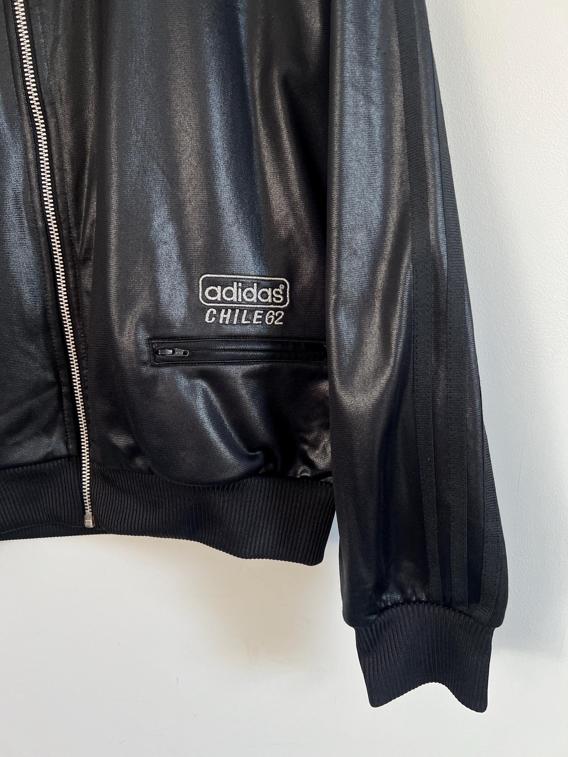 Adidas Jacket Chile 62 Originals Black and Silver Shiny Vintage
