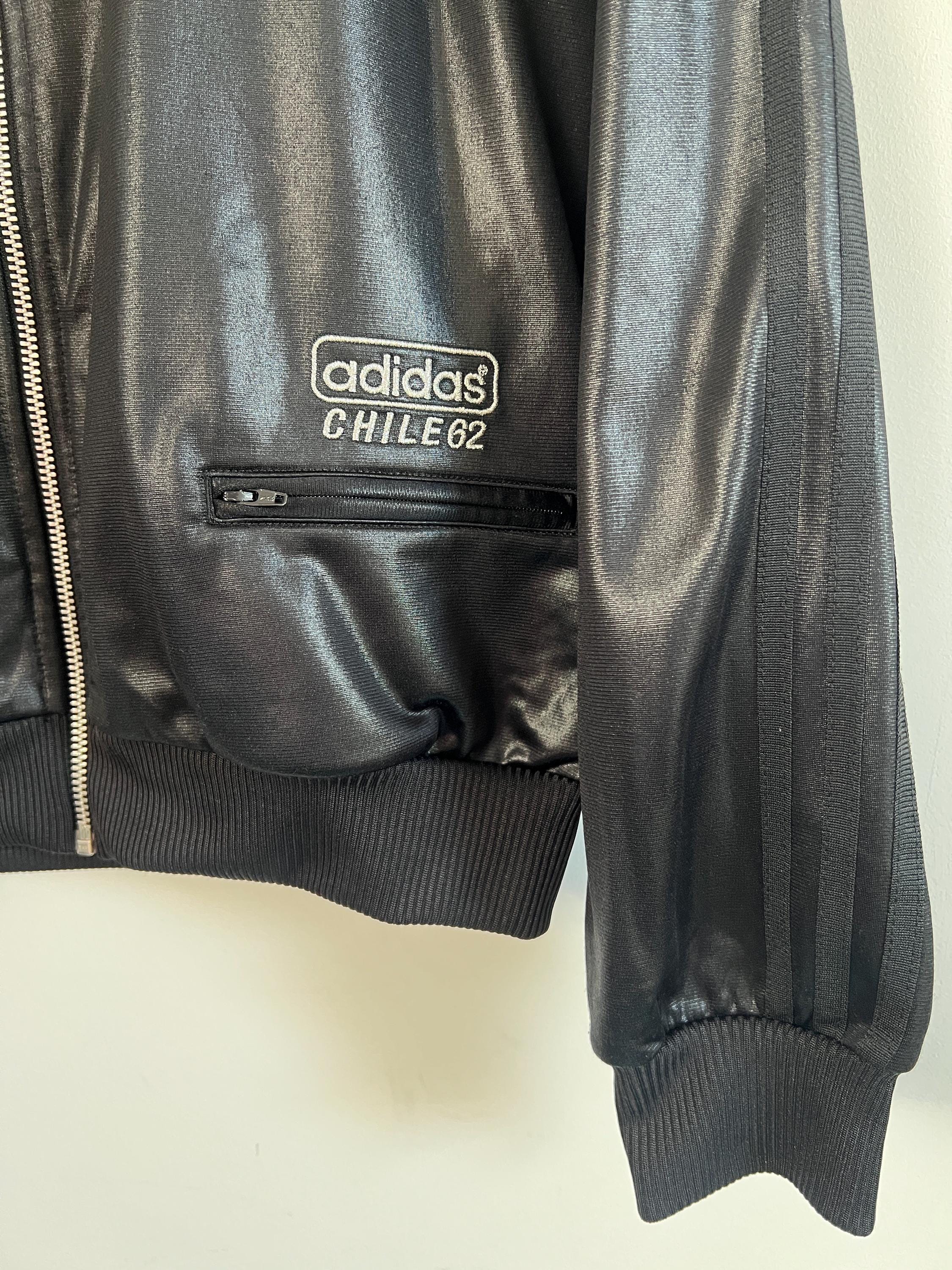 Adidas Jacket Chile 62 Originals Black and Silver Shiny Vintage